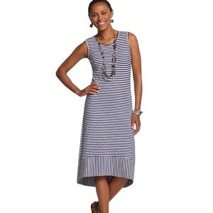 Chico's Blue and White Tiered Midi Sundress